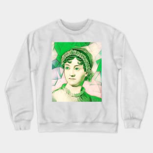 Jane Austen Green Portrait | Jane Austen Artwork 8 Crewneck Sweatshirt